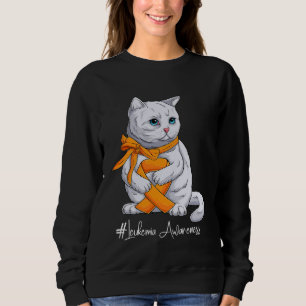 Leukemia Awareness Month Orange Ribbon Cat Sweatshirt