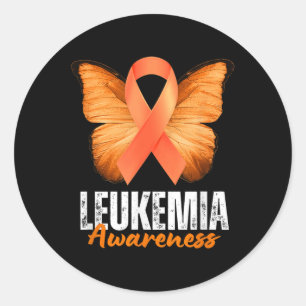 Leukemia Awareness Orange Ribbon Butterfly  Classic Round Sticker