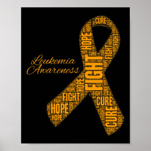 Leukemia Awareness orange ribbon fight hope cure Poster