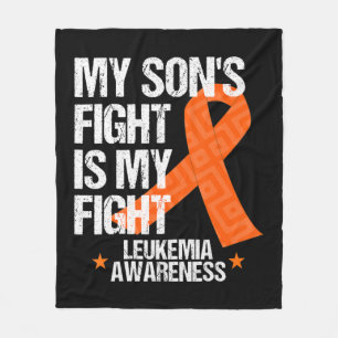 Leukemia Awareness Son Fight Orange Ribbon Gift Fleece Blanket