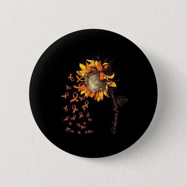 LEUKEMIA Awareness Sunflower  6 Cm Round Badge (Front)