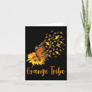 Leukemia Awareness Sunflower Butterfly Orange Ribb Card