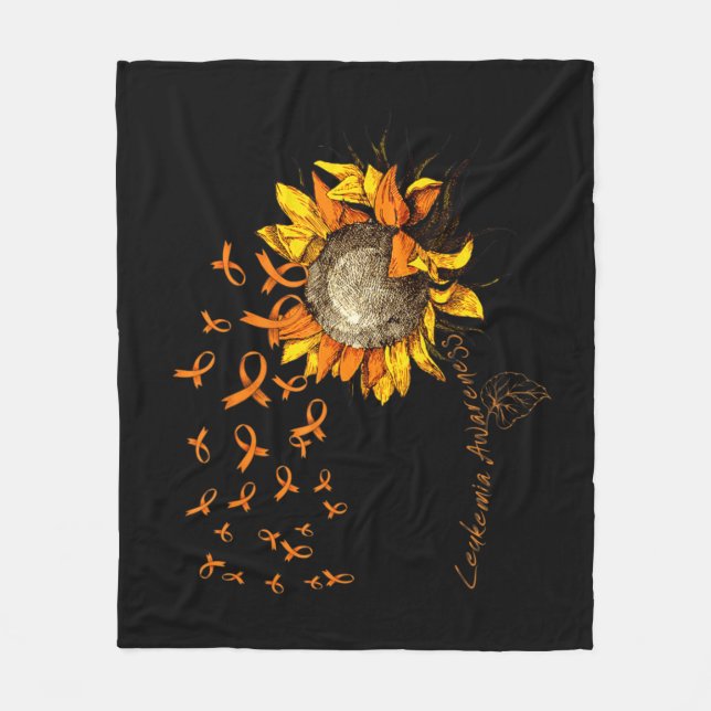 LEUKEMIA Awareness Sunflower  Fleece Blanket (Front)