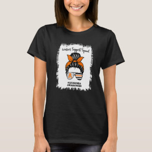 Leukemia Awareness Warrior Support Squad Messy Bun T-Shirt