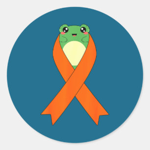 Leukemia Cancer Awareness Kawaii Frog Classic Round Sticker