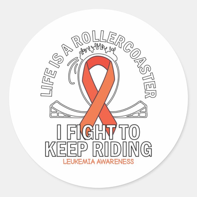 Leukemia cancer awareness orange ribbon classic round sticker (Front)