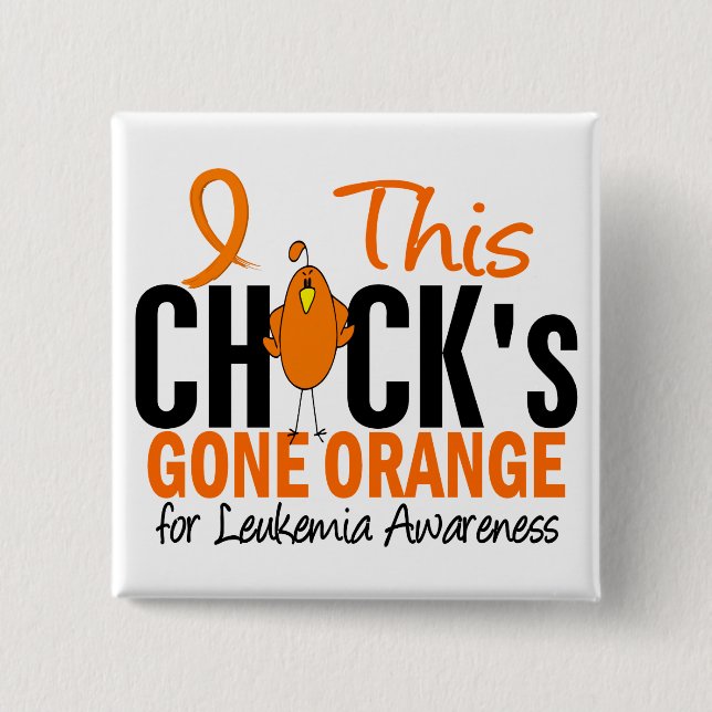 LEUKEMIA Chick Gone Orange 15 Cm Square Badge (Front)