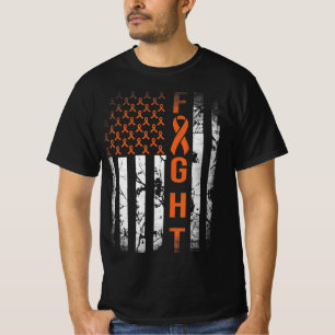 Leukemia Ribbon Fight American Flag Leukemia Aware T-Shirt