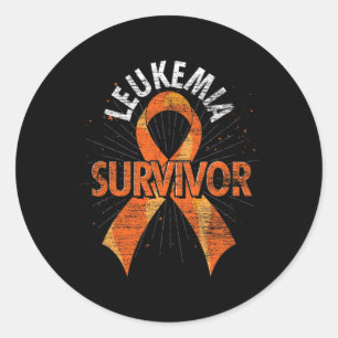 Leukemia Survivor Orange Ribbon Cancer Leukemia Aw Classic Round Sticker