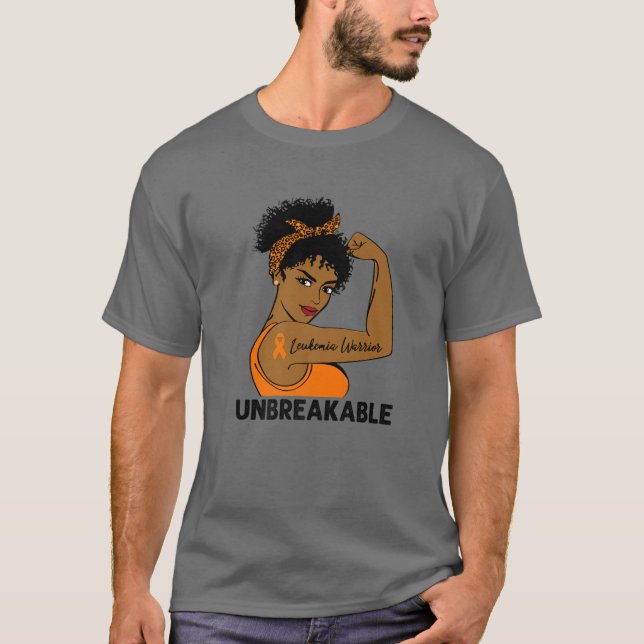 Leukemia Warrior Strong Black Women Unbreakable Aw T-Shirt (Front)
