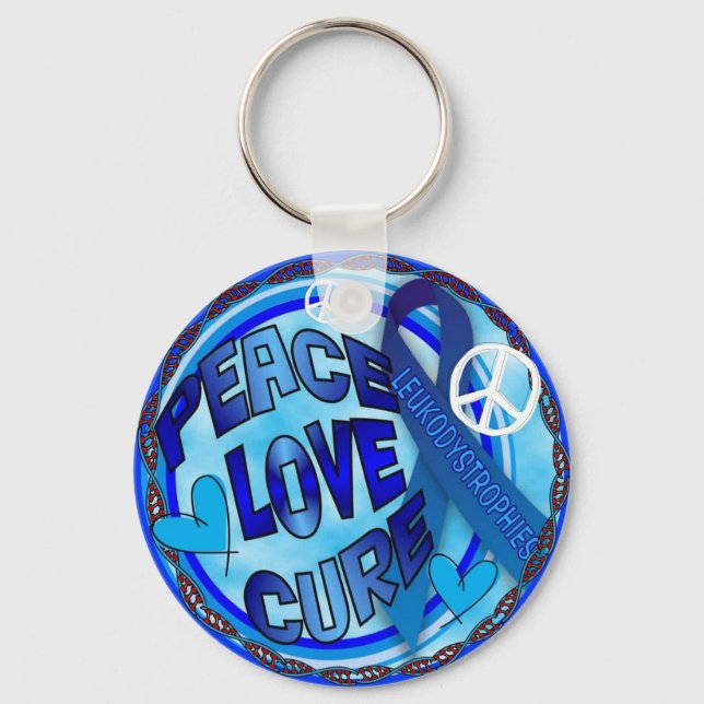 Leukodystrophy AWARENESS PEACE LOVE CURE Key Ring (Front)