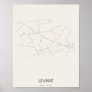 Levant, Maine Street Map Poster – Est. 1813