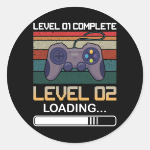 Level 01 Complete Level 02   Birthday Video Game Classic Round Sticker