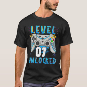 Level 07 Unlocked Video Game 7th Birthday Gamer Bi T-Shirt