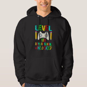 Level 100 Day Of School Unlocked Gaming Gamer Cute Hoodie