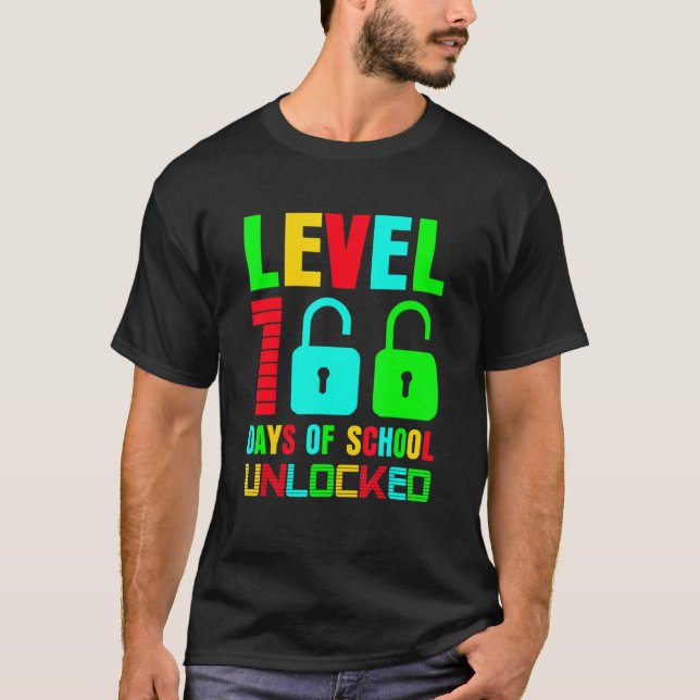 Level 100 Day Of School Unlocked Gaming Gamer Cute T-Shirt (Front)