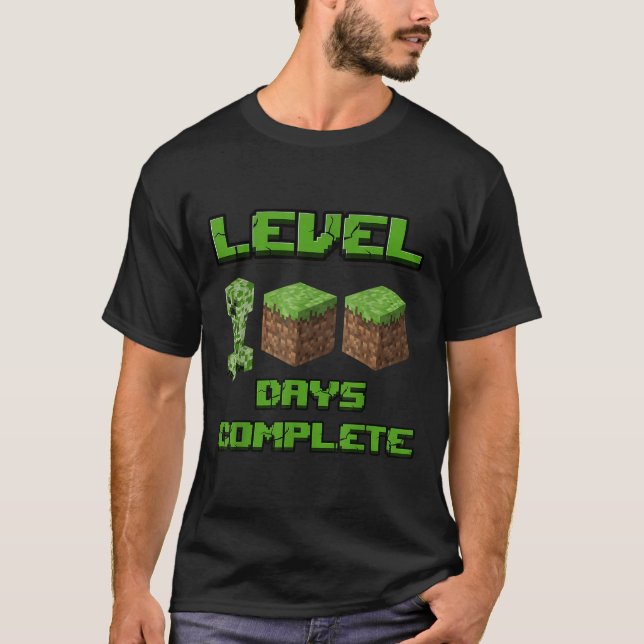 Level 100 Days Complete Gaming Pixel 100th Days Of T-Shirt (Front)
