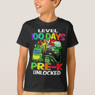 Level 100 Days Of Pre-K Unlocked 100th Day Of Scho T-Shirt