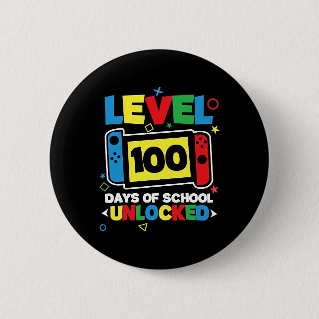 Level 100 Days Of School Complete Game Controller  6 Cm Round Badge (Front)