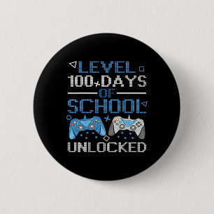 Level 100 Days Of School Complete Game Controller  6 Cm Round Badge