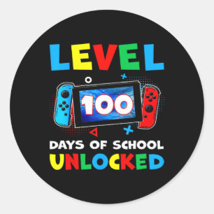 Level 100 Days Of School Complete Gamer Video Boys Classic Round Sticker