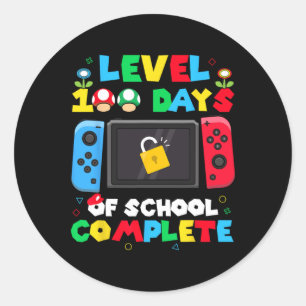 Level 100 Days Of School Complete Gamer Video Game Classic Round Sticker