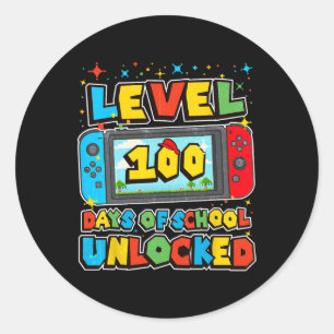Level 100 Days Of School Complete Gamer Video Game Classic Round Sticker