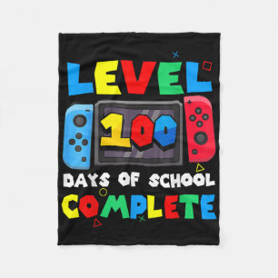Level 100 Days Of School Complete Gamer Video Game Fleece Blanket