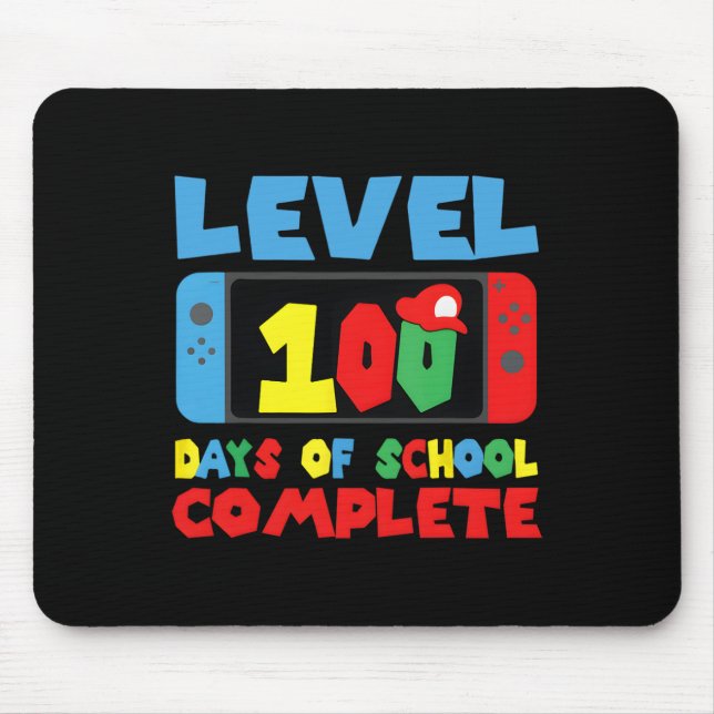 Level 100 Days Of School Complete Gamer Video Game Mouse Pad (Front)