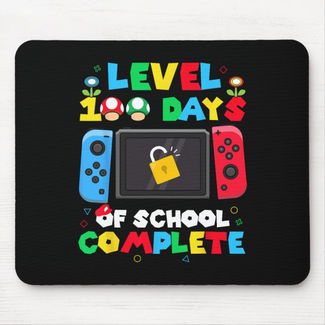 Level 100 Days Of School Complete Gamer Video Game Mouse Pad (Front)