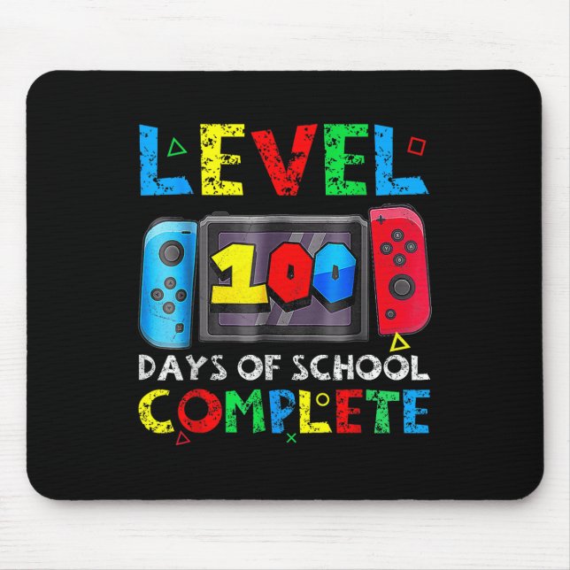 Level 100 Days Of School Complete Gamer Video Game Mouse Pad (Front)