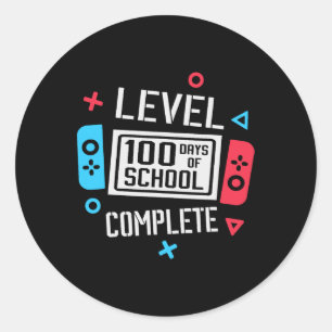 Level 100 Days Of School Complete Videos Game Smar Classic Round Sticker