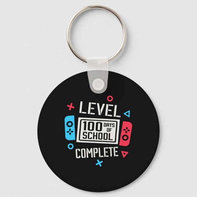 Level 100 Days Of School Complete Videos Game Smar Key Ring (Front)
