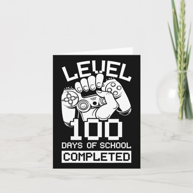 Level 100 Days Of School Completed Video Game Game Card (Front)