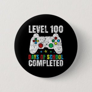 Level 100 Days Of School Completed Video Gamer Gam 6 Cm Round Badge