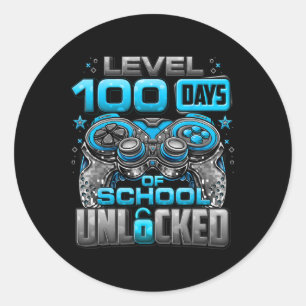 Level 100 Days Of School Unlocked Boys 100th Day O Classic Round Sticker