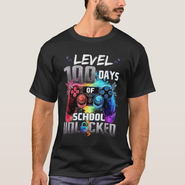 Level 100 Days Of School Unlocked Boys 100th Day O T-Shirt (Front)
