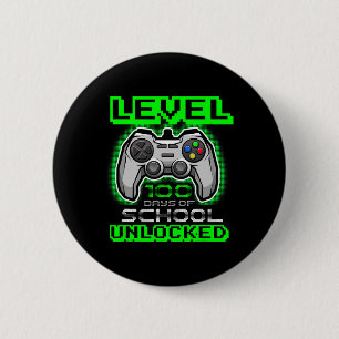 Level 100 Days Of School Unlocked Boys Girls Kids 6 Cm Round Badge
