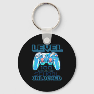 Level 100 Days Of School Unlocked Boys Girls Kids Key Ring