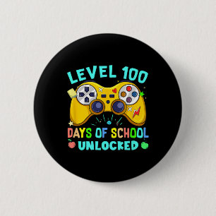 Level 100 Days Of School Unlocked Boys Kids Video 6 Cm Round Badge