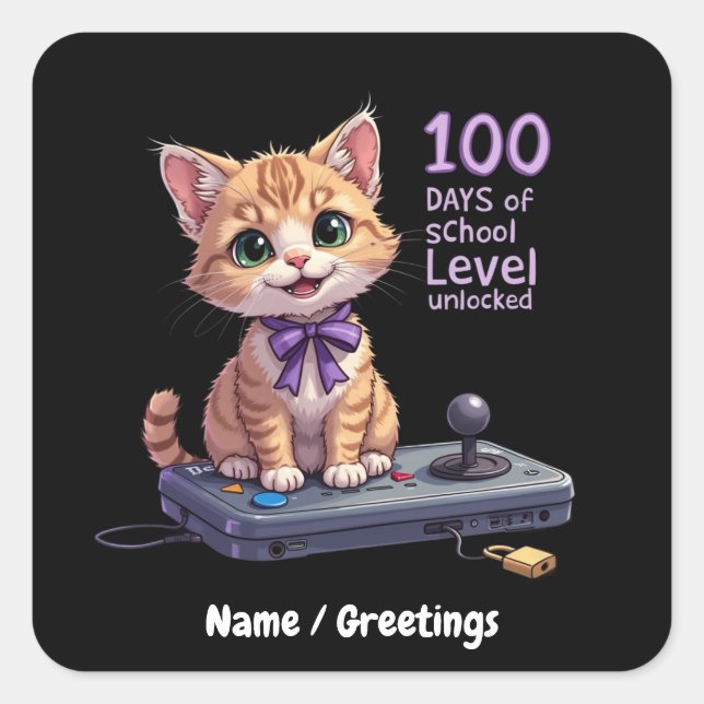 Level 100 Days of School Unlocked Celebrate Square Sticker (Front)