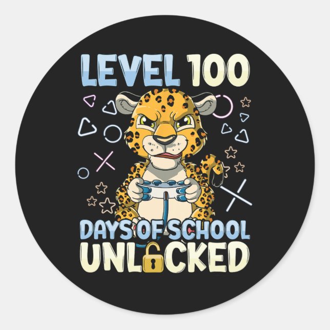 Level 100 Days Of School Unlocked  Classic Round Sticker (Front)