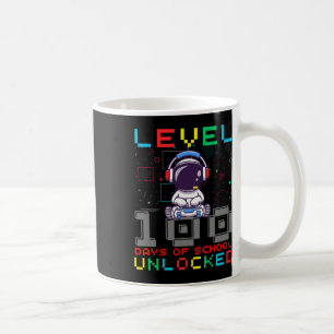Level 100 Days Of School Unlocked Gamer Astronaut Coffee Mug