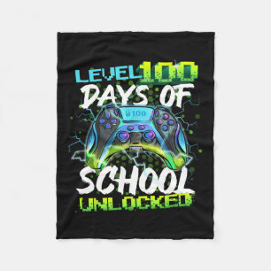 Level 100 Days Of School Unlocked Gamer Boy Girl V Fleece Blanket