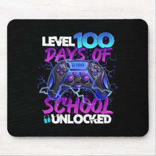 Level 100 Days Of School Unlocked Gamer Boy Girl V Mouse Pad