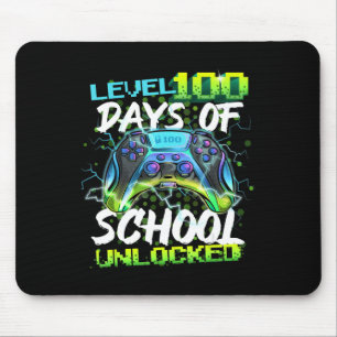 Level 100 Days Of School Unlocked Gamer Boy Girl V Mouse Pad