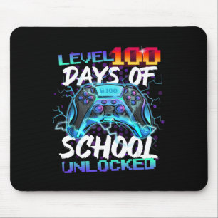 Level 100 Days Of School Unlocked Gamer Boy Girl V Mouse Pad