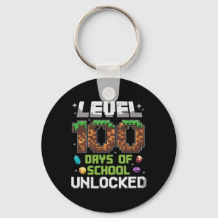 Level 100 Days Of School Unlocked Gamer Boy Kids 1 Key Ring