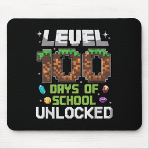 Level 100 Days Of School Unlocked Gamer Boy Kids 1 Mouse Pad