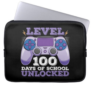 Level 100 Days Of School Unlocked Gamer Gaming Laptop Sleeve